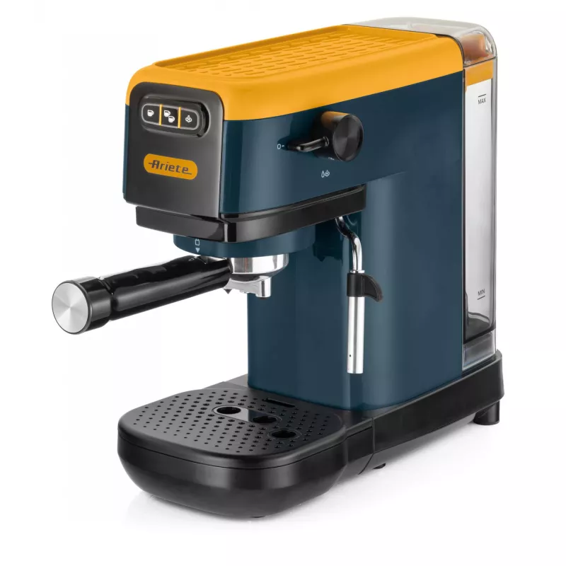 Ariete 1399 máquina de café expresso, para café moído e pastilhas ESE, 1300 W, capacidade de 1,1 l, pressão de 15 bar, filtro para 1, 2 chávenas e pastilhas ESE, cappuccino, amarelo