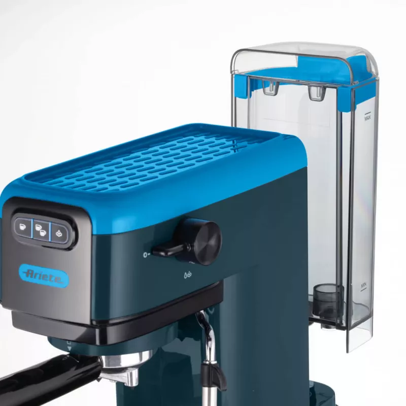 Ariete 1399 máquina de café expresso, para café moído e pastilhas ESE, 1300 W, capacidade de 1,1 l, pressão de 15 bar, filtro para 1, 2 chávenas e pastilhas ESE, cappuccino, azul