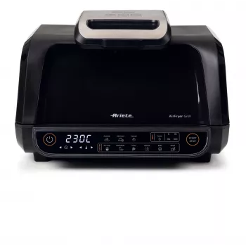 Ariete 4635 Air Fryer Grill, fritadeira de ar quente e grelhador, grelhador de bife, 1700 W, capacidade 8 l, fritar e grelhar, 8 funções de cozedura, temporizador, preto