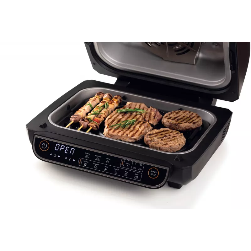Ariete 4635 Air Fryer Grill, fritadeira de ar quente e grelhador, grelhador de bife, 1700 W, capacidade 8 l, fritar e grelhar, 8 funções de cozedura, temporizador, preto