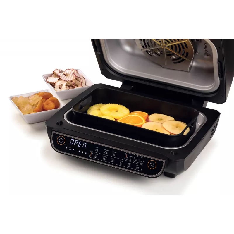 Ariete 4635 Air Fryer Grill, fritadeira de ar quente e grelhador, grelhador de bife, 1700 W, capacidade 8 l, fritar e grelhar, 8 funções de cozedura, temporizador, preto