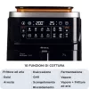 Ariete 4636 fritadeira de ar quente com função de vapor + grelhador, 1700W, função de desidratação, 10 funções de cozedura, cesto transparente, temporizador, preto