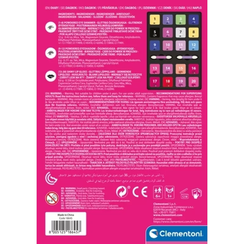 Clementoni Make-up Diary, mulher, 1 unid., 150 mm, 30 mm, 210 mm