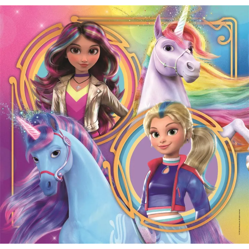 Clementoni 3x48 peças puzzles Unicorn Academy, 5 anos Clementoni 3x48 peças puzzles Unicorn Academy. Idade mínima recomendada: 5 anos