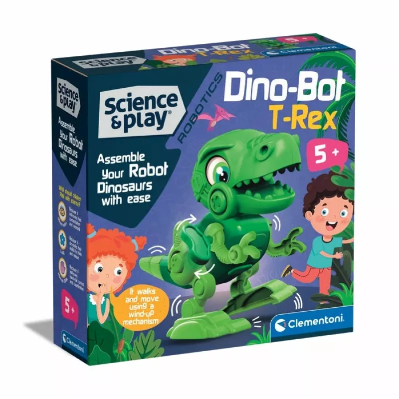 Clementoni Science & Play Dino Bot T-Rex Junior, robô dinossauro, 5 anos