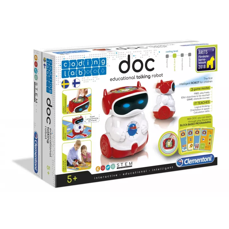 Clementoni DOC - Robô pedagógico falante, robô programável, 5 ano(s), vermelho, branco