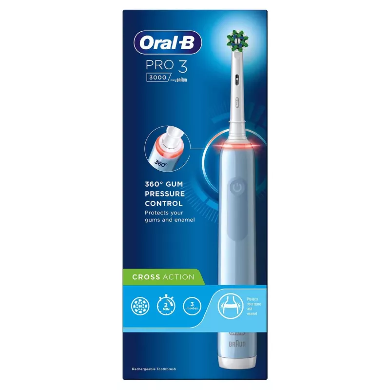 Oral-B Pro 3 3000 Cross escova de dentes rotativa-oscilante para adultos azul