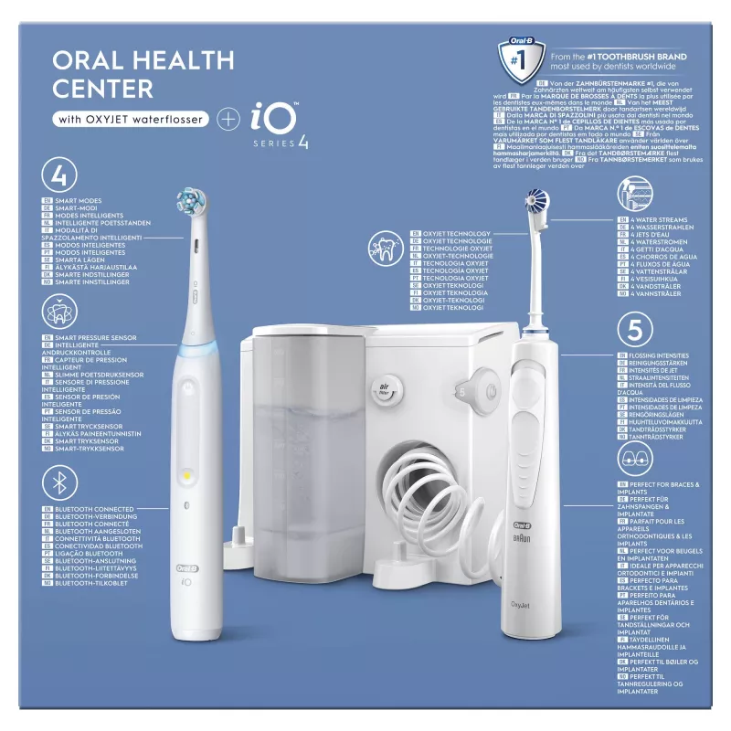 Oral-B iO4 & OxyJet centro de cuidados bucais, branco