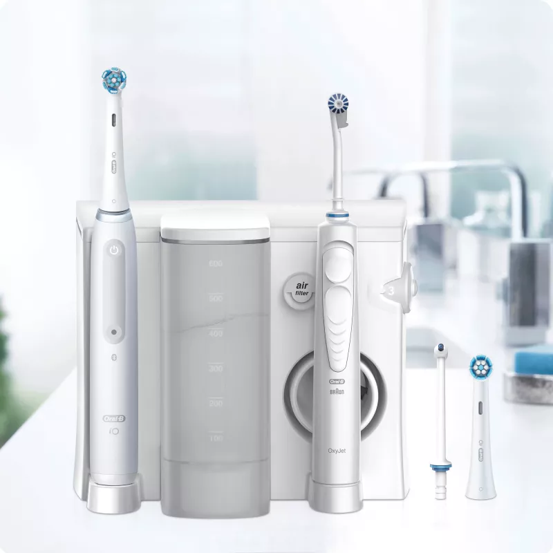 Oral-B iO4 & OxyJet centro de cuidados bucais, branco