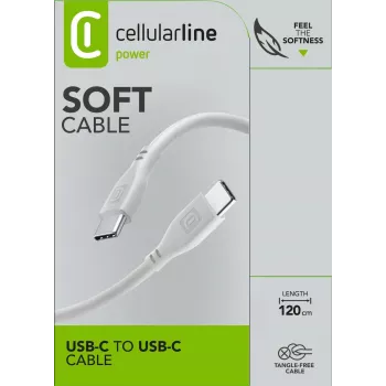Cellularline cabo Soft 120 cm - USB-C para USB-C cabo soft-touch