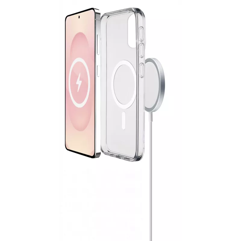 Cellularline Clear Mag - Galaxy S25 Edge capa transparente ultrarresistente com rebordo de borracha, compatível com o ecossistema Qi2 e acessórios magnéticos, tratada contra o amarelecimento.