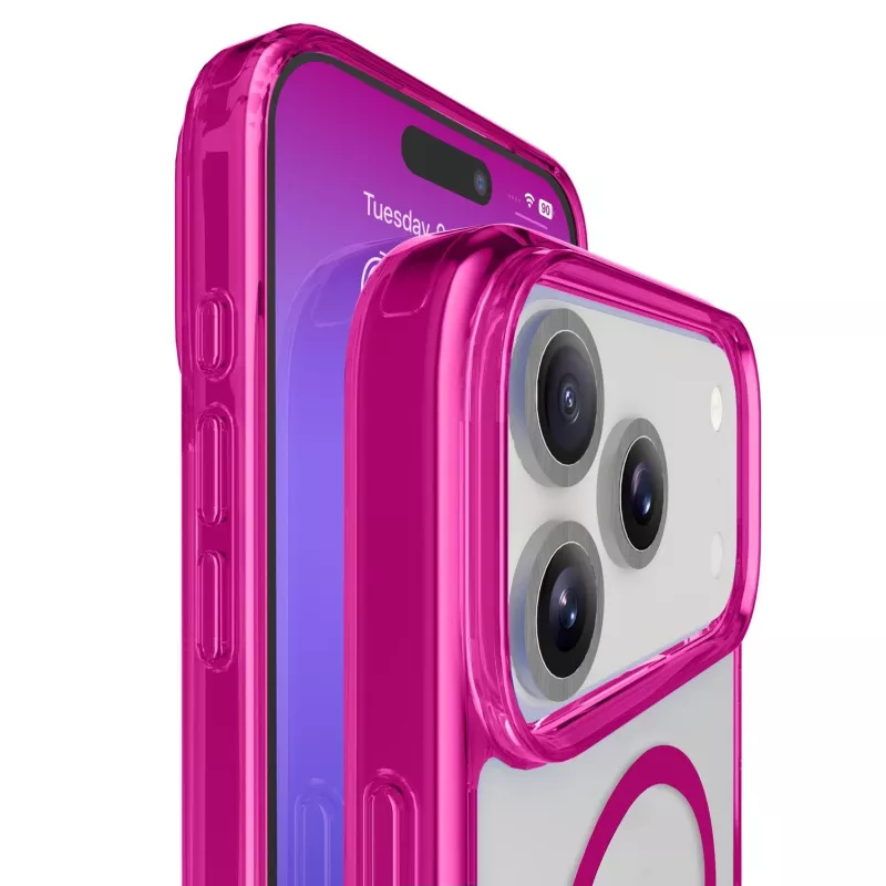 Cellularline Iconic Mag - iPhone 17 Pro capa transparente com rebordos coloridos, compatível com o ecossistema MagSafe