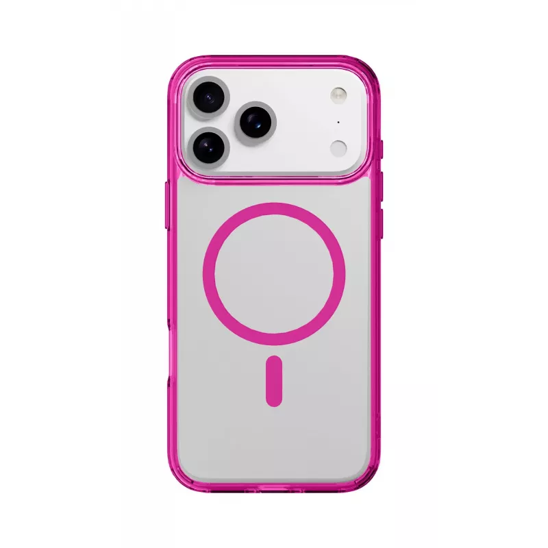 Cellularline Iconic Mag - iPhone 17 Pro capa transparente com rebordos coloridos, compatível com o ecossistema MagSafe
