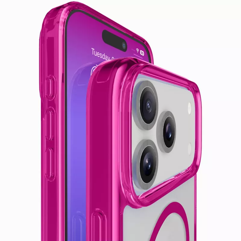 Cellularline Iconic Mag - iPhone 17 Pro capa transparente com rebordos coloridos, compatível com o ecossistema MagSafe