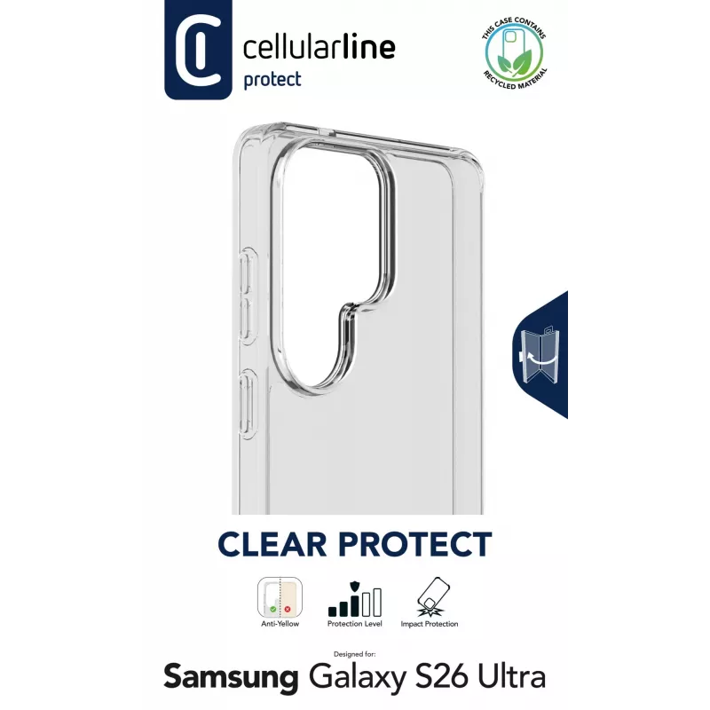 Cellularline Clear Protect - Galaxy S26 Ultra capa rígida com rebordos de borracha