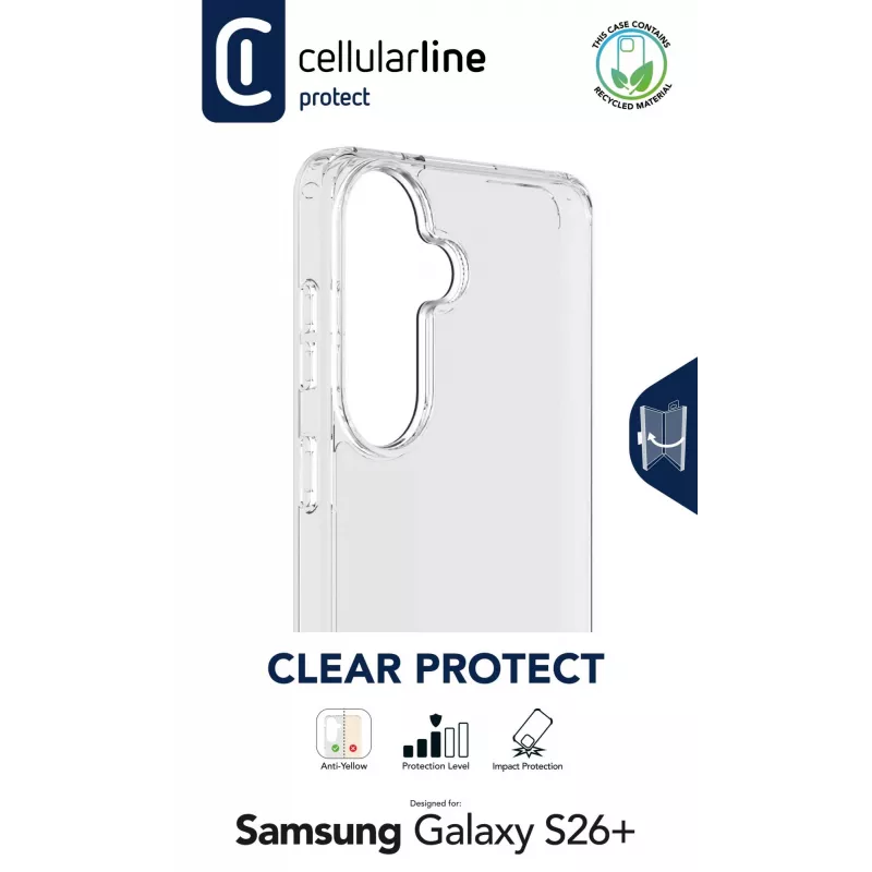 Cellularline Clear Protect - Galaxy S26+ capa rígida com rebordos de borracha