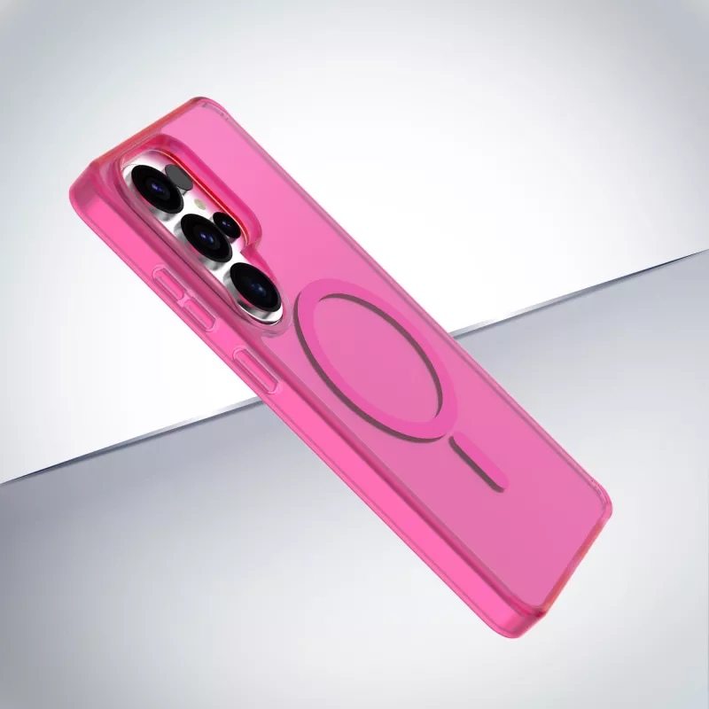 Cellularline FROSTY MAG - Galaxy S26 Ultra capa semitransparente com superfície mate e rebordos coloridos, compatível com o ecossistema Qi2 e acessórios magnéticos para Samsung.