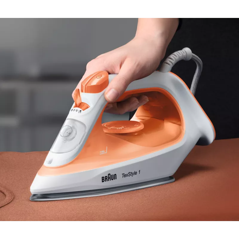 Braun TexStyle 1 SI1009OR ferro de engomar a vapor base antiaderente 1900 W laranja, branco