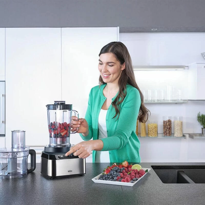 Braun FP 3233 SI Robot de cozinha 800 W 2,1 L preto, aço inoxidável