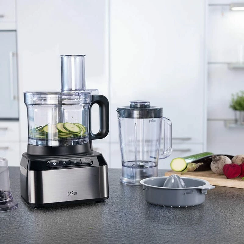 Braun FP 3233 SI Robot de cozinha 800 W 2,1 L preto, aço inoxidável