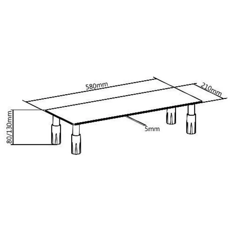 Techly Suporte de vidro para monitor/portátil, autónomo, 20 kg, 33 cm (13 polegadas), 81,3 cm (32 polegadas), altura ajustável, transparente