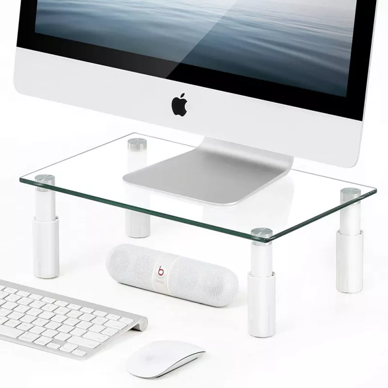 Techly Suporte de vidro para monitor/portátil, autónomo, 20 kg, 33 cm (13 polegadas), 81,3 cm (32 polegadas), altura ajustável, transparente