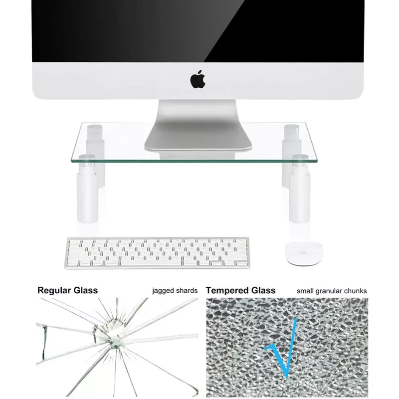 Techly Suporte de vidro para monitor/portátil, autónomo, 20 kg, 33 cm (13 polegadas), 81,3 cm (32 polegadas), altura ajustável, transparente