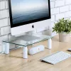 Techly Suporte de vidro para monitor/portátil, autónomo, 20 kg, 33 cm (13 polegadas), 81,3 cm (32 polegadas), altura ajustável, transparente