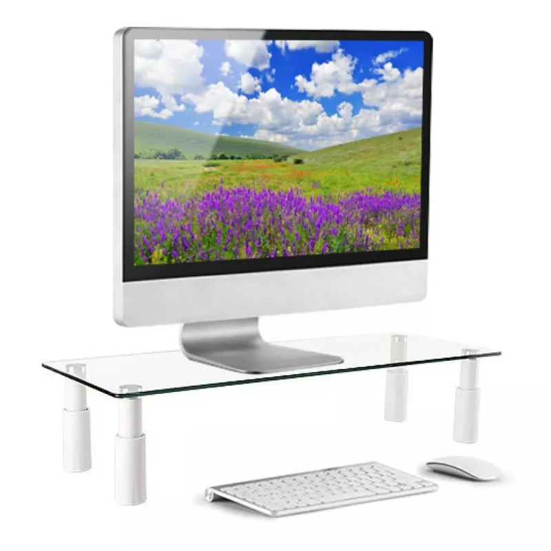 Techly Suporte de vidro para monitor/portátil, autónomo, 20 kg, 33 cm (13 polegadas), 81,3 cm (32 polegadas), altura ajustável, transparente