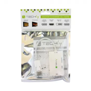 Techly IADAP DP-COMBOF3 Adaptador de cabo de vídeo DisplayPort DisplayPort + DVI + HDMI branco
