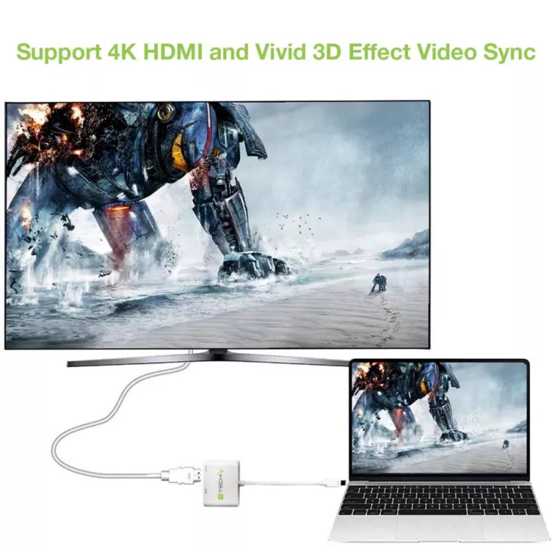 Techly Adaptador Mini DisplayPort para HDMI/VGA, 0,15 m, Mini DisplayPort, HDMI + VGA (D-Sub), ficha, conector fêmea, 1920 x 1200 píxeis
