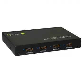 Techly HDMI 4x1 Multiviewer com comutador sem interrupções, HDMI, metal, preto, 60 Hz, 1080p, 2,25 Gbit/s
