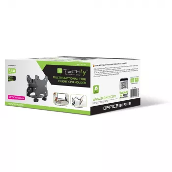 Techly Suporte de CPU ajustável sob a secretária, 5 kg, 75 x 75 mm, 100 x 100 mm, preto