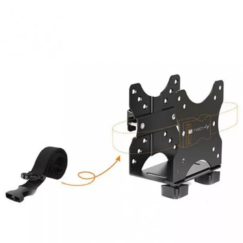 Techly Suporte de CPU ajustável sob a secretária, 5 kg, 75 x 75 mm, 100 x 100 mm, preto