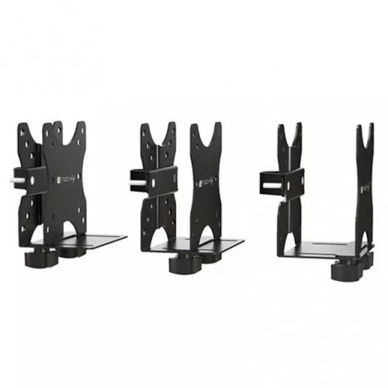 Techly Suporte de CPU ajustável sob a secretária, 5 kg, 75 x 75 mm, 100 x 100 mm, preto