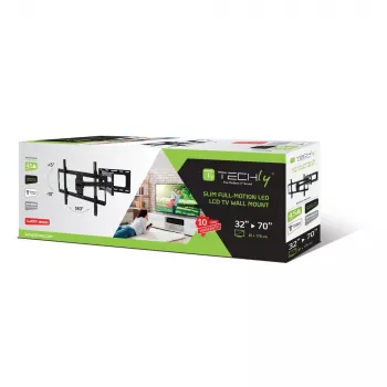 Suporte de parede fino Techly para TV LCD LED 32-70 polegadas preto, 81,3 cm (32 polegadas), 177,8 cm (70 polegadas), 45 kg, 600 x 400 mm, -10 - 5°, preto