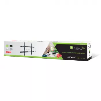 Suporte de parede fixo Techly TV LED LCD 40-65 polegadas, 165,1 cm (65 polegadas), 200 x 200 mm, 600 x 400 mm, -12 – 0°, metal, preto