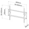 Suporte de parede fixo Techly TV LED LCD 40-65 polegadas, 165,1 cm (65 polegadas), 200 x 200 mm, 600 x 400 mm, -12 – 0°, metal, preto