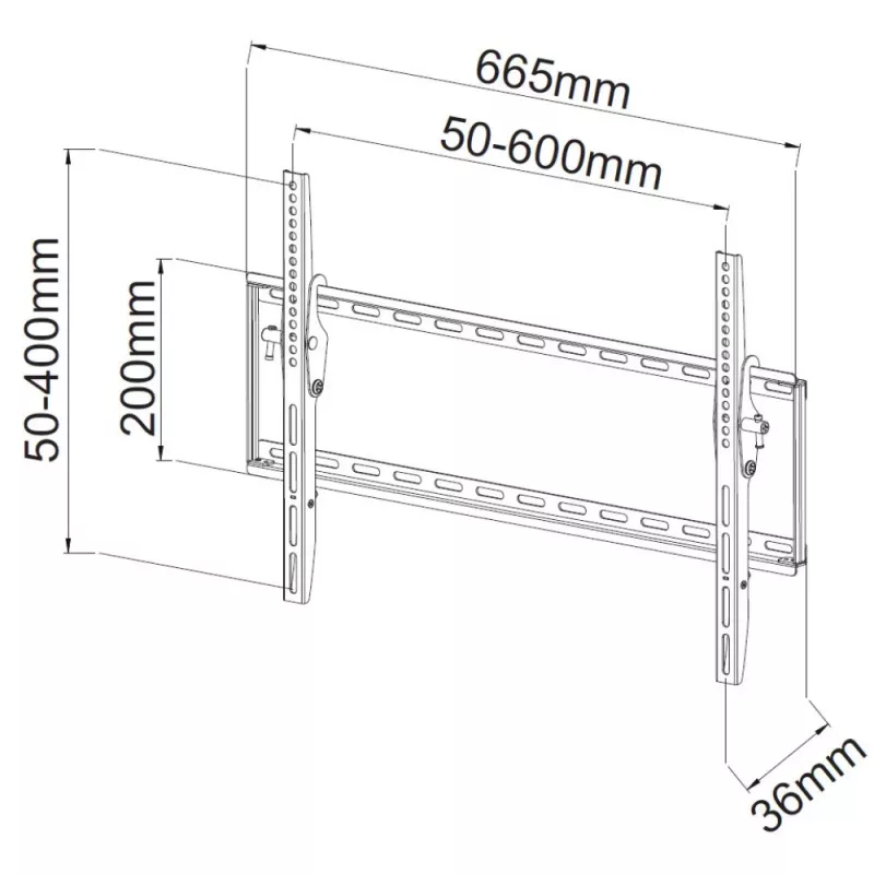 Suporte de parede fixo Techly TV LED LCD 40-65 polegadas, 165,1 cm (65 polegadas), 200 x 200 mm, 600 x 400 mm, -12 – 0°, metal, preto