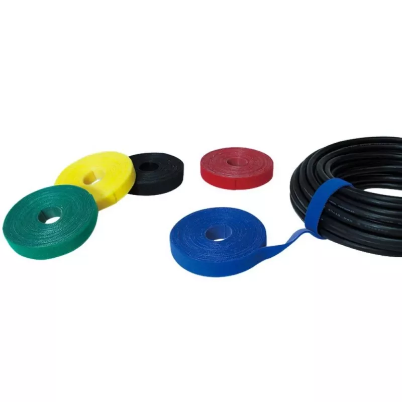 Rolo de fita adesiva Techly para gestão de cabos comprimento 10 m largura 20 mm preto