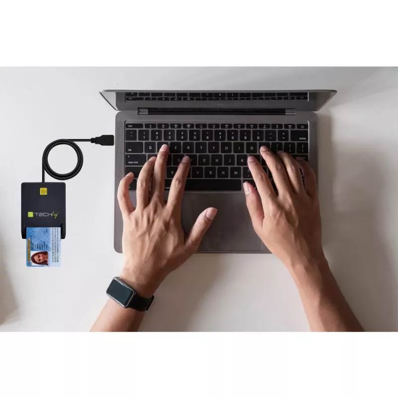 Leitor/gravador de cartão inteligente compacto Techly USB-C™ branco, USB 2.0, 1,5 m, preto, 102 g
