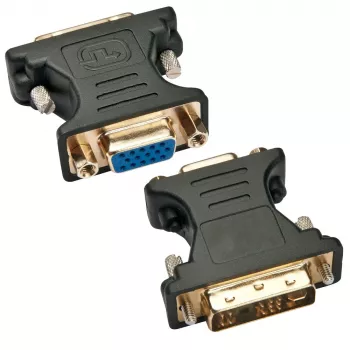 Adaptador de vídeo analógico Techly ficha DVI/conector fêmea VGA preto, DVI-A, VGA, preto