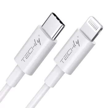 Cabo de carregamento e sincronização Techly USB-C para Lightning 1 m branco