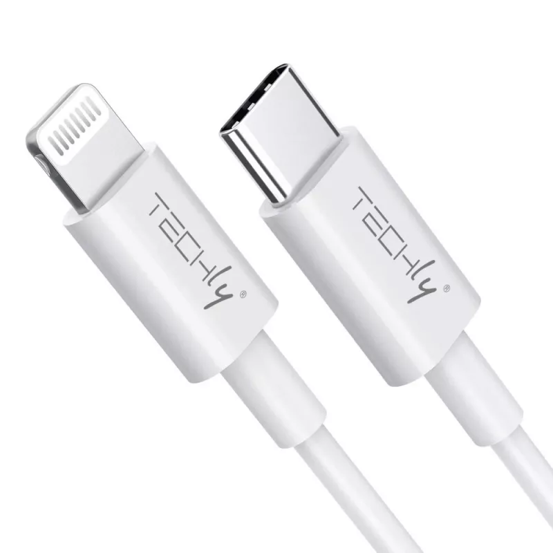 Cabo de carregamento e sincronização Techly USB-C para Lightning 1 m branco