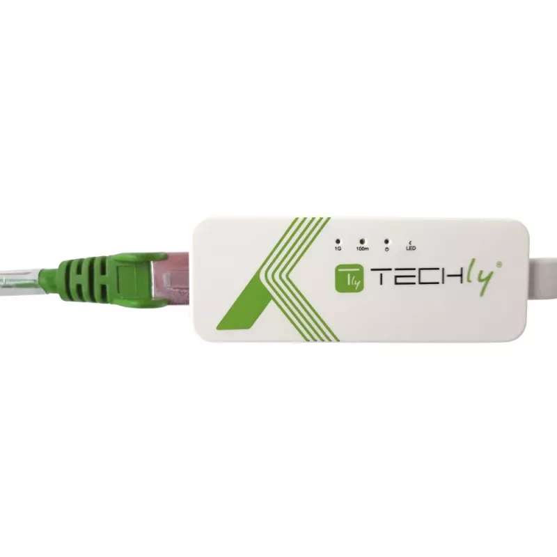 Techly Adaptador de USB 3.1 Type-C para RJ45 Gigabit Ethernet, branco
