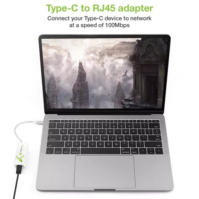 Techly Adaptador de USB 3.1 Type-C para RJ45 Gigabit Ethernet, branco
