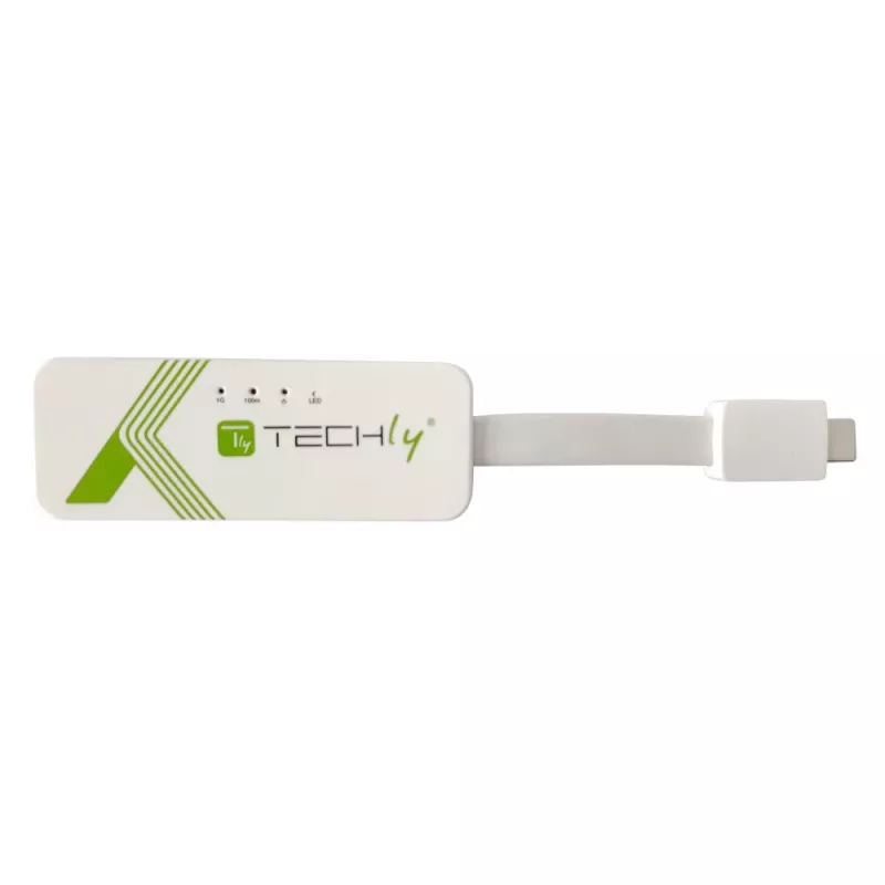 Techly Adaptador de USB 3.1 Type-C para RJ45 Gigabit Ethernet, branco