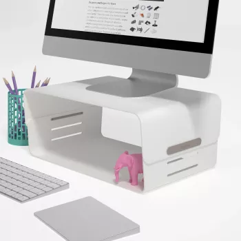Elevador de monitor Dataflex Addit Bento® - ajustável 120, autónomo, 20 kg, altura ajustável, cinzento, branco