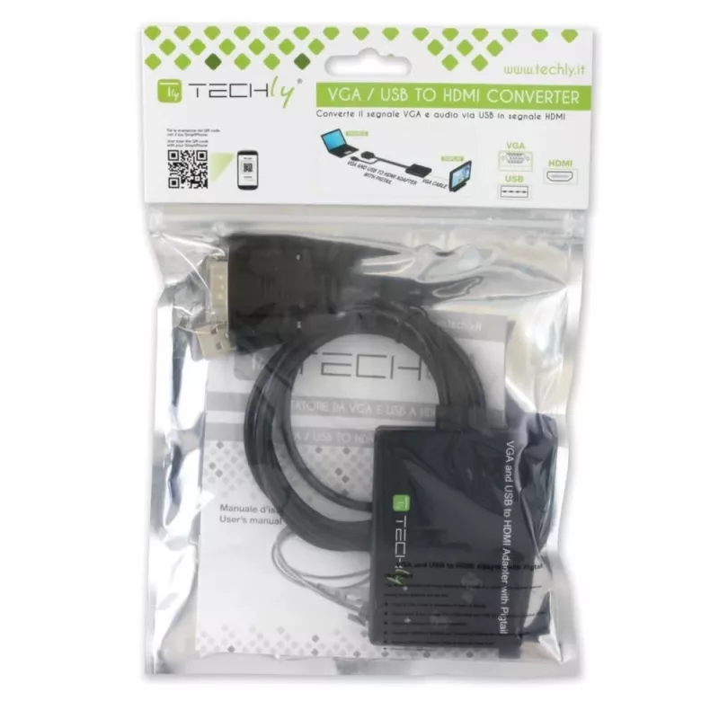 Conversor de cabo Techly SVGA e áudio para HDMI IDATA HDMI-VGA3
