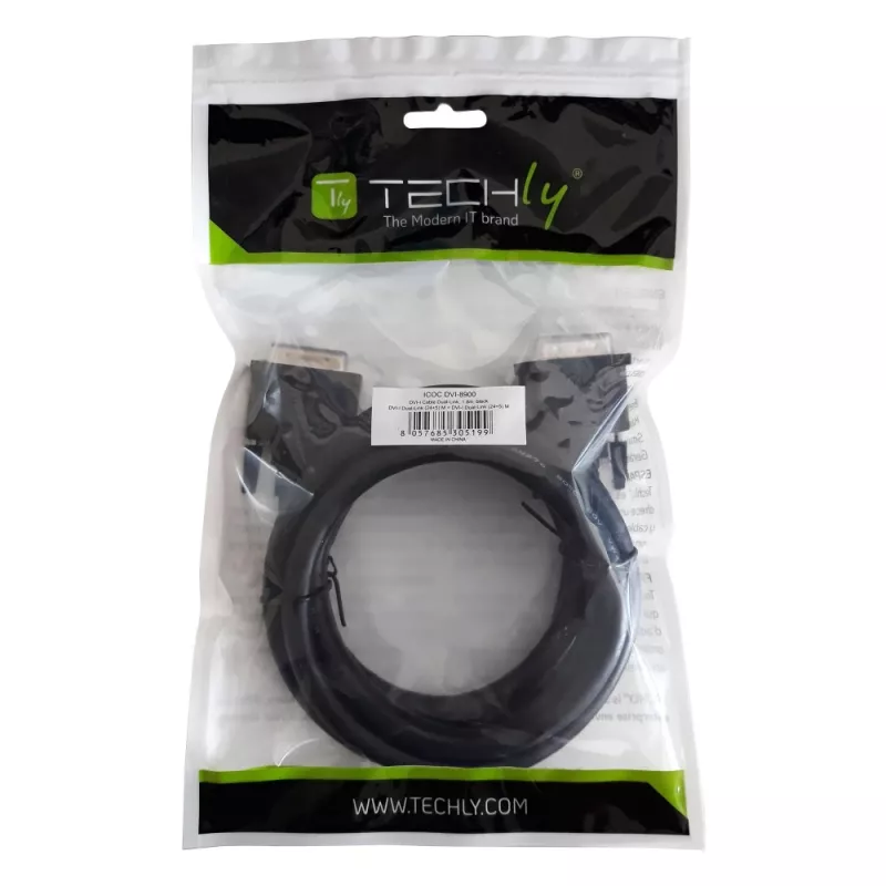 Cabo de monitor Techly DVI analógico digital M/M Dual Link 1,8 m (DVI-I) ICOC DVI-8900